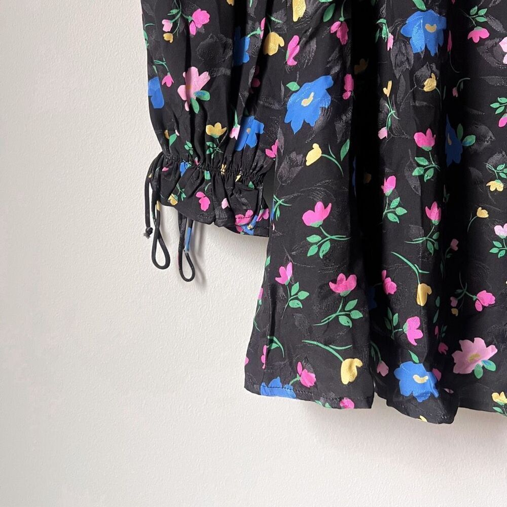 New For Love and Lemons Lexy Black Floral Long Sleeve Dress Size XS - Picture 9 of 12